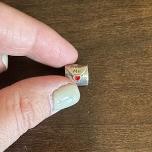 Silver 'From Me' Envelope Charm with Red Heart